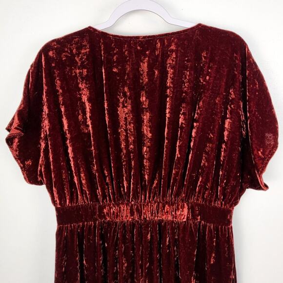 CAbi Womens Burgundy Velvet Tribute Dress Size Medium Hi-Low Empire Fall Autumn‎ - Picture 6 of 7